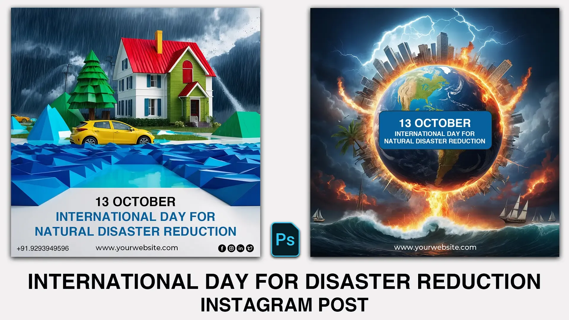 International Day for Disaster Reduction Instagram Post Templates